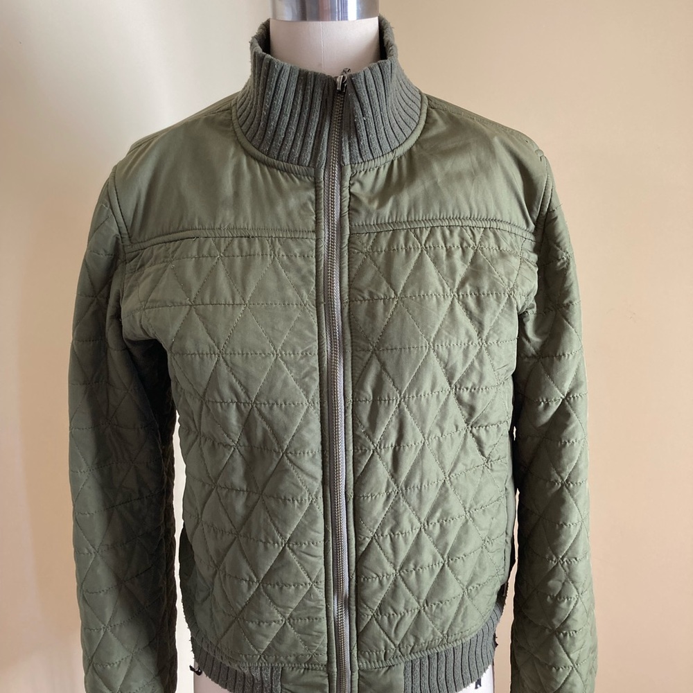 Women's Olive Quilted Bomber Jacket